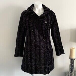 MINKPINK Black Faux Fur Pea Coat S